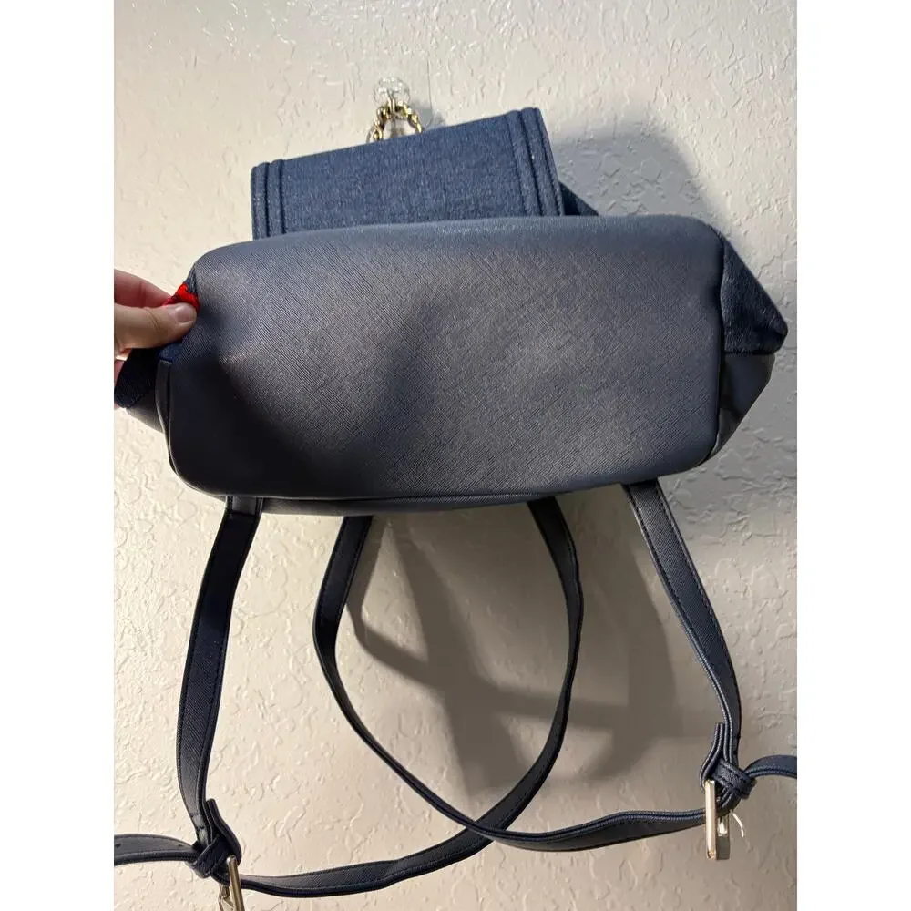 GUESS Blue Denim Backpack Bag Roses Casual Boho